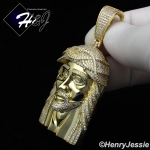 MEN 925 STERLING SILVER ICY LAB DIAMOND GOLD BLING 3D JESUS FACE CHARM PENDANT*GP274