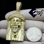 MEN 925 STERLING SILVER ICY LAB DIAMOND GOLD BLING 3D JESUS FACE CHARM PENDANT*GP274