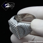 MEN 925 STERLING SILVER ICY LAB DIAMOND BLING RECTANGLE RING SIZE 7-12*SR147