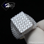 MEN 925 STERLING SILVER ICY LAB DIAMOND BLING RECTANGLE RING SIZE 7-12*SR147