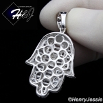 MEN WOMEN 925 STERLING SILVER ICY LAB BAGUETTE DIAMOND SILVER HAMSA HAND CHARM PENDANT*SP278