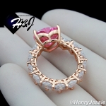 WOMEN 925 STERLING SILVER PINK HEART SHAPED FULL BLING CZ ROSE GOLD ENGAGEMENT RING*RGR149