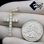 MEN WOMEN 925 STERLING SILVER ICY BLING DIAMOND GOLD CROSS CHARM PENDANT*GP276