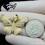 MEN WOMEN 925 STERLING SILVER ICY DIAMOND GOLD 3D BUTTERFLY CHARM PENDANT*GP284