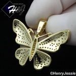 MEN WOMEN 925 STERLING SILVER ICY DIAMOND GOLD 3D BUTTERFLY CHARM PENDANT*GP284