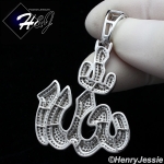 MEN 925 STERLING SILVER ICY BLING DIAMOND 3D MUSLIM ALLAH CHARM PENDANT*SP288