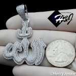 MEN 925 STERLING SILVER ICY BLING DIAMOND 3D MUSLIM ALLAH CHARM PENDANT*SP288