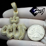 MEN 925 STERLING SILVER ICY BLING DIAMOND 3D GOLD MUSLIM ALLAH CHARM PENDANT*GP288