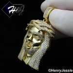 MEN 925 STERLING SILVER ICY LAB DIAMOND GOLD BLING 3D JESUS FACE CHARM PENDANT*GP291