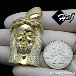 MEN 925 STERLING SILVER ICY LAB DIAMOND GOLD BLING 3D JESUS FACE CHARM PENDANT*GP291