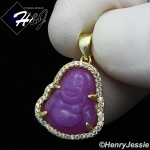 MEN WOMEN 925 STERLING SILVER BLACK ONYX/JADE/RED/PURPLE/PINK GOLD/SILVER BUDDHA PENDANT*SP283