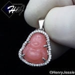 MEN WOMEN 925 STERLING SILVER BLACK ONYX/JADE/RED/PURPLE/PINK GOLD/SILVER BUDDHA PENDANT*SP283