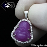 MEN WOMEN 925 STERLING SILVER BLACK ONYX/JADE/RED/PURPLE/PINK GOLD/SILVER BUDDHA PENDANT*SP283