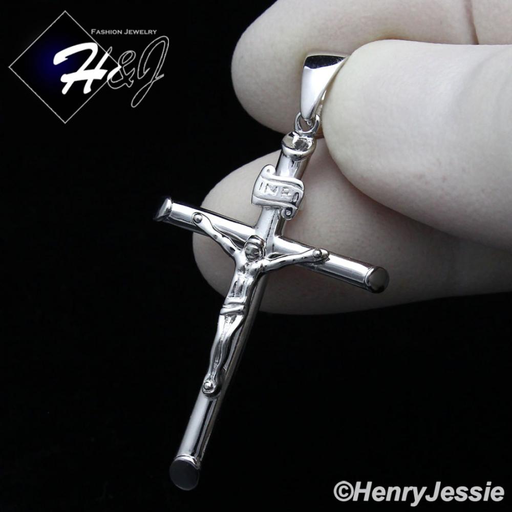 MEN WOMEN 925 STERLING SILVER JESUS CHRIST CROSS CRUCIFIX CHARM PENDANT*SP213