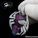 MEN 925 STERLING SILVER FULL ICY BLING CZ 3D SPIDER MAN CHARM PENDANT*SP302