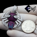 MEN 925 STERLING SILVER FULL ICY BLING CZ 3D SPIDER MAN CHARM PENDANT*SP302