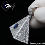 925 STERLING SILVER ICY DIAMOND SILVER EYE OF HORUS 3D SILVER PYRAMID PENDANT*SP312