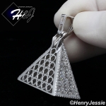 925 STERLING SILVER ICY DIAMOND SILVER EYE OF HORUS 3D SILVER PYRAMID PENDANT*SP312