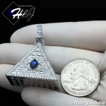 925 STERLING SILVER ICY DIAMOND SILVER EYE OF HORUS 3D SILVER PYRAMID PENDANT*SP312