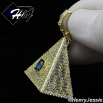925 STERLING SILVER ICY DIAMOND SILVER EYE OF HORUS 3D GOLD PYRAMID PENDANT*GP312