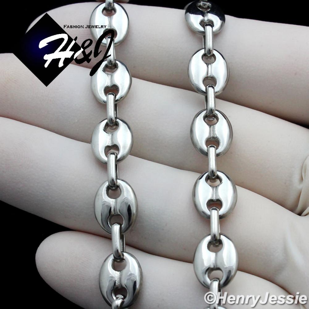 18-40"MEN Stainless Steel 8mm Silver Gucci Puffed Mariner Link Chain Bracelet Necklace*N164