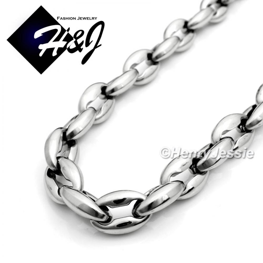 7.5"-40"MEN Stainless Steel 8mm Silver Puffed Mariner Link Chain Bracelet Necklace*N147