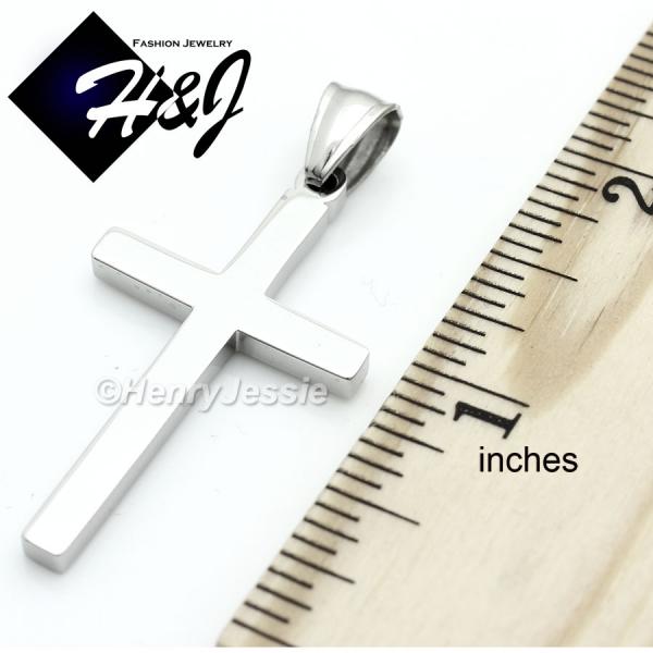 MEN WOMEN Stainless Steel Silver Plain Simple Cross Charm Pendant*P29