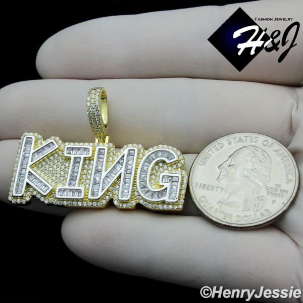 MEN 925 STERLING SILVER ICY BAGUETTE DIAMOND 3D GOLD 