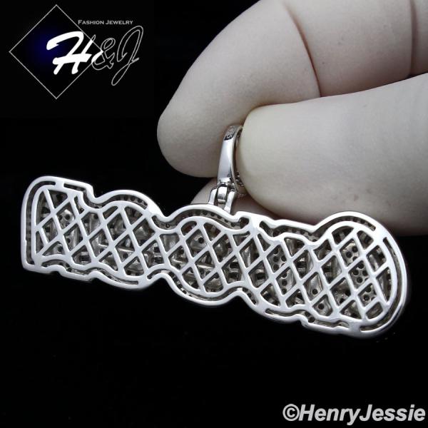 MEN 925 STERLING SILVER ICY BAGUETTE DIAMOND 3D SILVER 