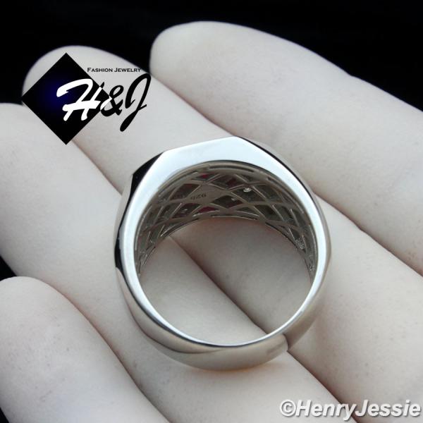 MEN 925 STERLING SILVER ICY DIAMOND ROUND RUBY GEMSTONE BLING RING*SR158