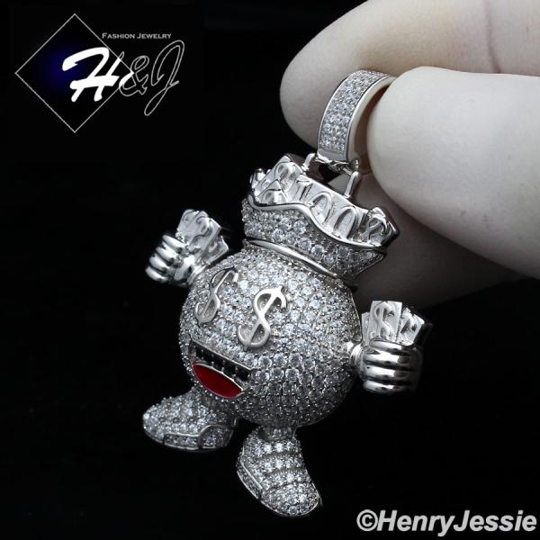 MEN 925 STERLING SILVER ICY DIAMOND 3D 