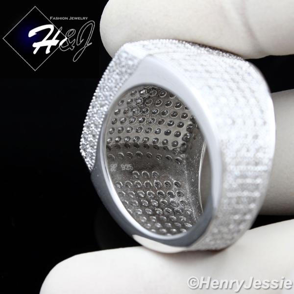 MEN 925 STERLING SILVER FULL LAB DIAMOND ICED BLING RING*SR20