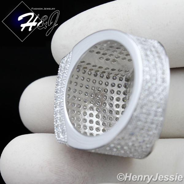 MEN 925 STERLING SILVER FULL LAB DIAMOND ICED BLING RING*SR20
