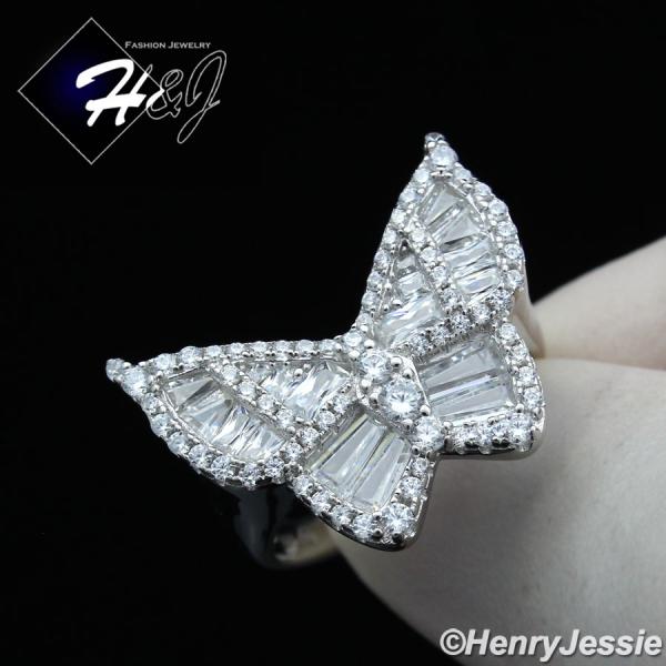 WOMEN 925 STERLING SILVER ICY BAGUETTE CZ BUTTERFLY SILVER RING SIZE 6-9*SR165