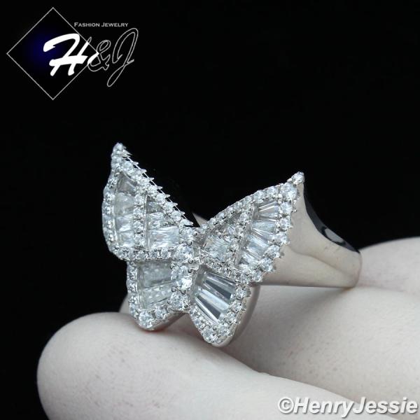 WOMEN 925 STERLING SILVER ICY BAGUETTE CZ BUTTERFLY SILVER RING SIZE 6-9*SR165