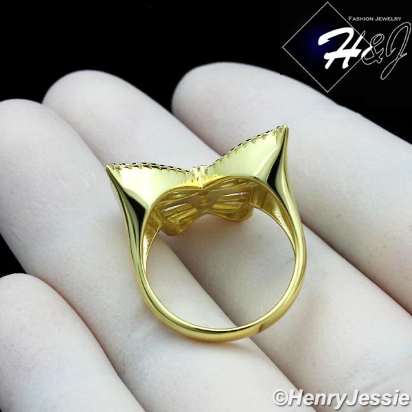 WOMEN 925 STERLING SILVER ICY BAGUETTE CZ BUTTERFLY GOLD RING SIZE 6-9*SR165