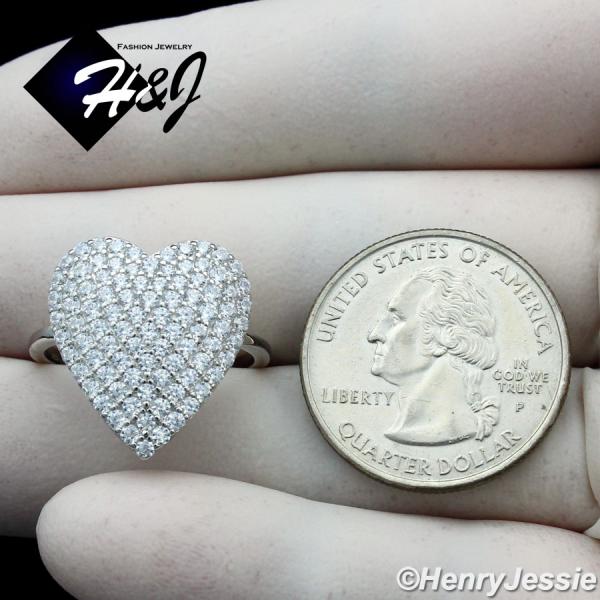 WOMEN 925 STERLING SILVER BLING HEART SHAPE ENGAGEMENT RING SIZE 6-9*SR167