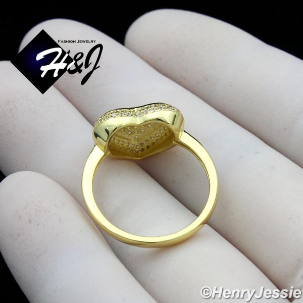 WOMEN 925 STERLING SILVER BLING HEART SHAPE GOLD ENGAGEMENT RING SIZE 5-9*GR113