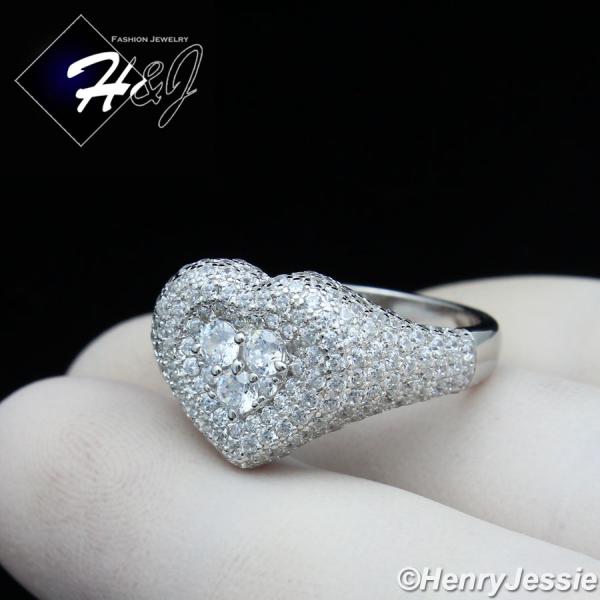 WOMEN 925 STERLING SILVER BLING HEART SHAPE SILVER ENGAGEMENT RING SIZE 5-9*SR170