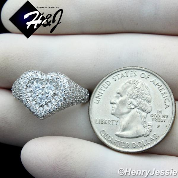 WOMEN 925 STERLING SILVER BLING HEART SHAPE SILVER ENGAGEMENT RING SIZE 5-9*SR170