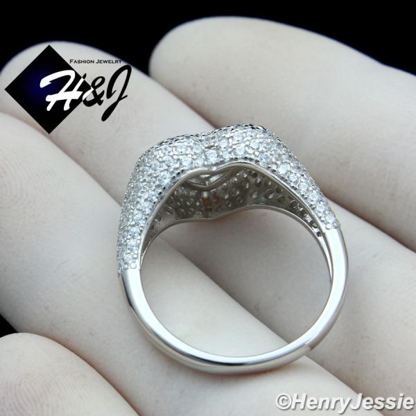 WOMEN 925 STERLING SILVER BLING HEART SHAPE SILVER ENGAGEMENT RING SIZE 5-9*SR170