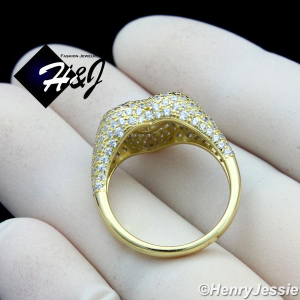 WOMEN 925 STERLING SILVER BLING HEART SHAPE GOLD ENGAGEMENT RING SIZE 5-9*GR170