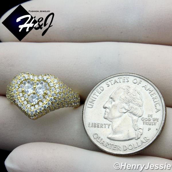 WOMEN 925 STERLING SILVER BLING HEART SHAPE GOLD ENGAGEMENT RING SIZE 5-9*GR170