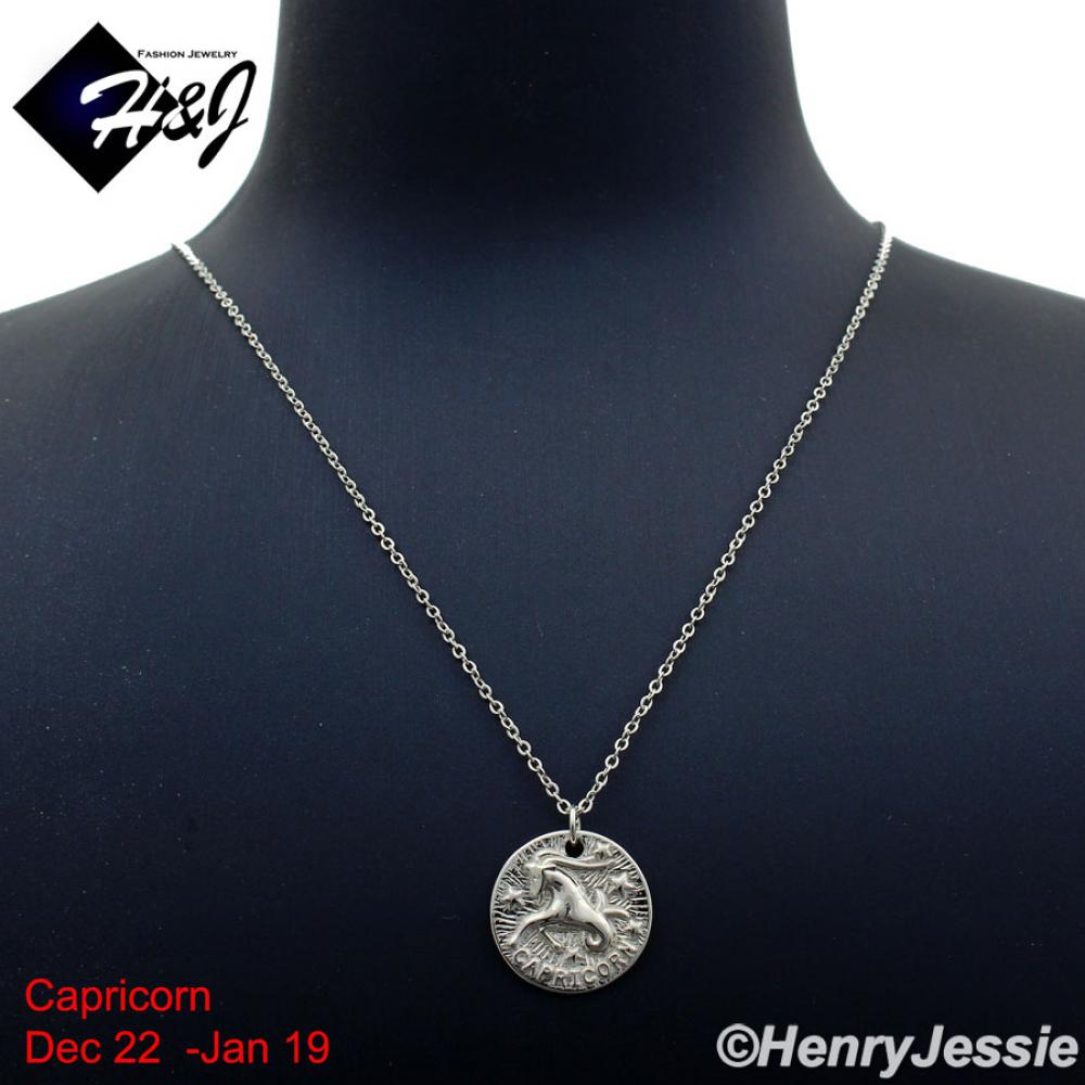 WOMEN 925 STERLING SILVER "CAPRICORN" ZODIAC HORSCOPE PENDANT CHAIN NECKLACE*WN12