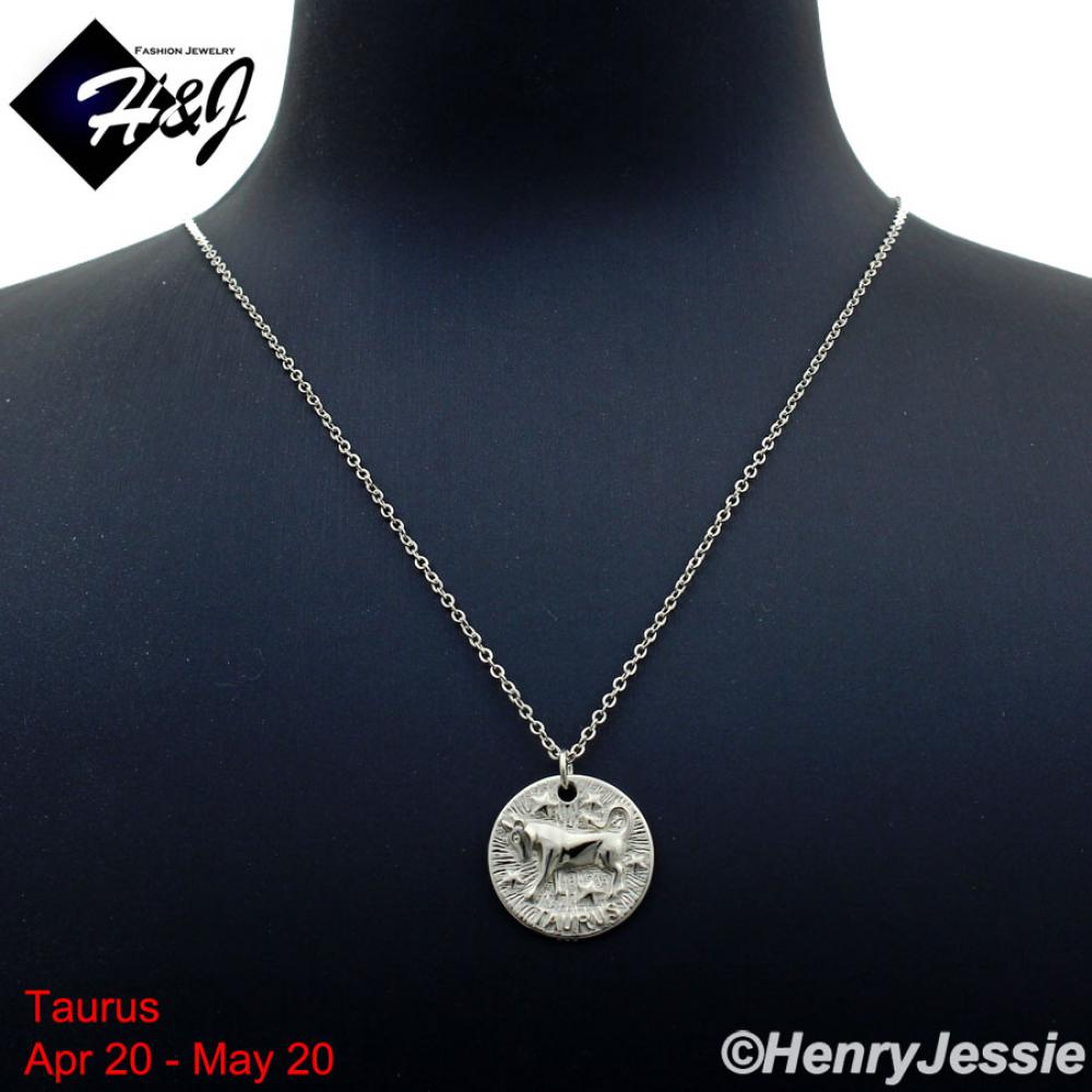 WOMEN 925 STERLING SILVER "TAURUS" ZODIAC HORSCOPE PENDANT CHAIN NECKLACE*WN12