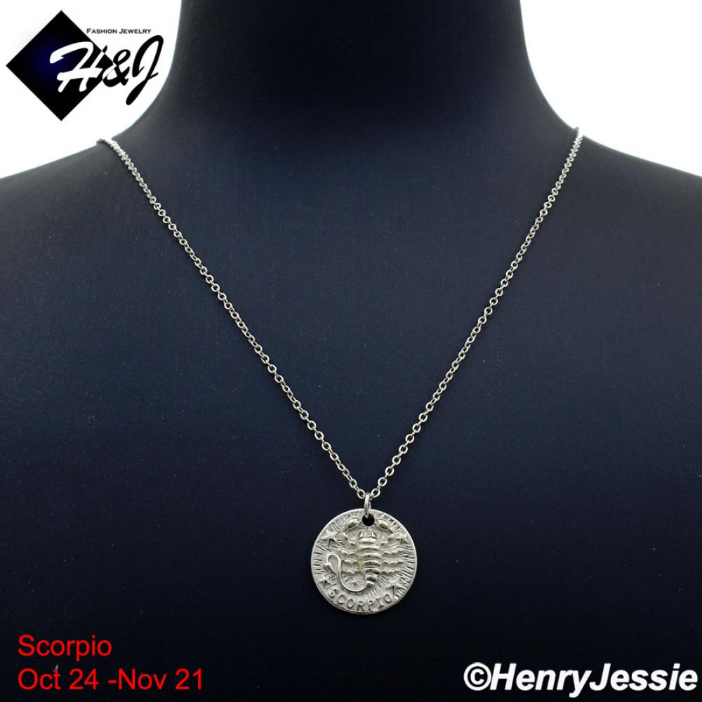 WOMEN 925 STERLING SILVER "SCORPIO" ZODIAC HORSCOPE PENDANT CHAIN NECKLACE*WN12