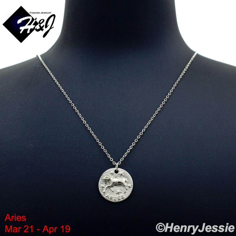 WOMEN 925 STERLING SILVER "ARIES" ZODIAC HORSCOPE PENDANT CHAIN NECKLACE*WN12