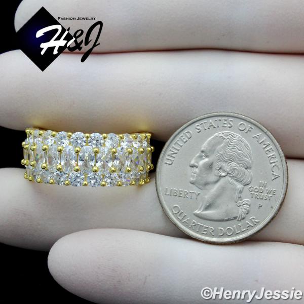 MEN WOMEN 925 STERLING SILVER FULL ICY DIAMOND 10MM BLING WEDDING BAND GOLD RING*GR154