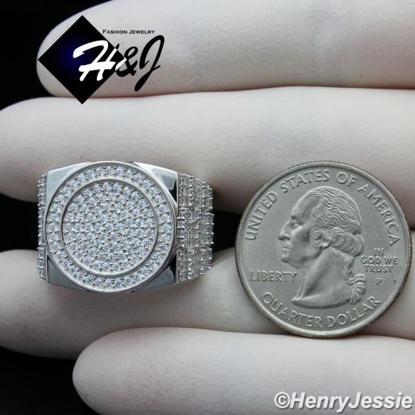 MEN 925 STERLING SILVER FUL ICY DIAMOND BLING SILVER 3D WATCN STYLE RING*SR175