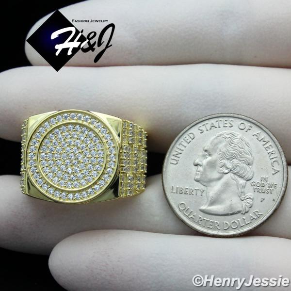 MEN 925 STERLING SILVER FUL ICY DIAMOND BLING GOLD 3D WATCN STYLE RING*GR175